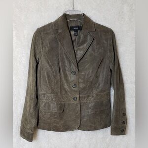 Alfani Womens Rustic Brown Genuine Leather Jacket Size Medium